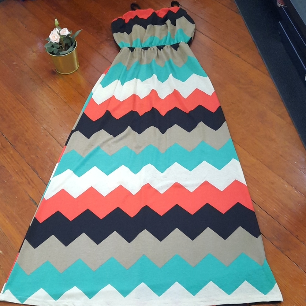 Chevron Print Maxi Dress